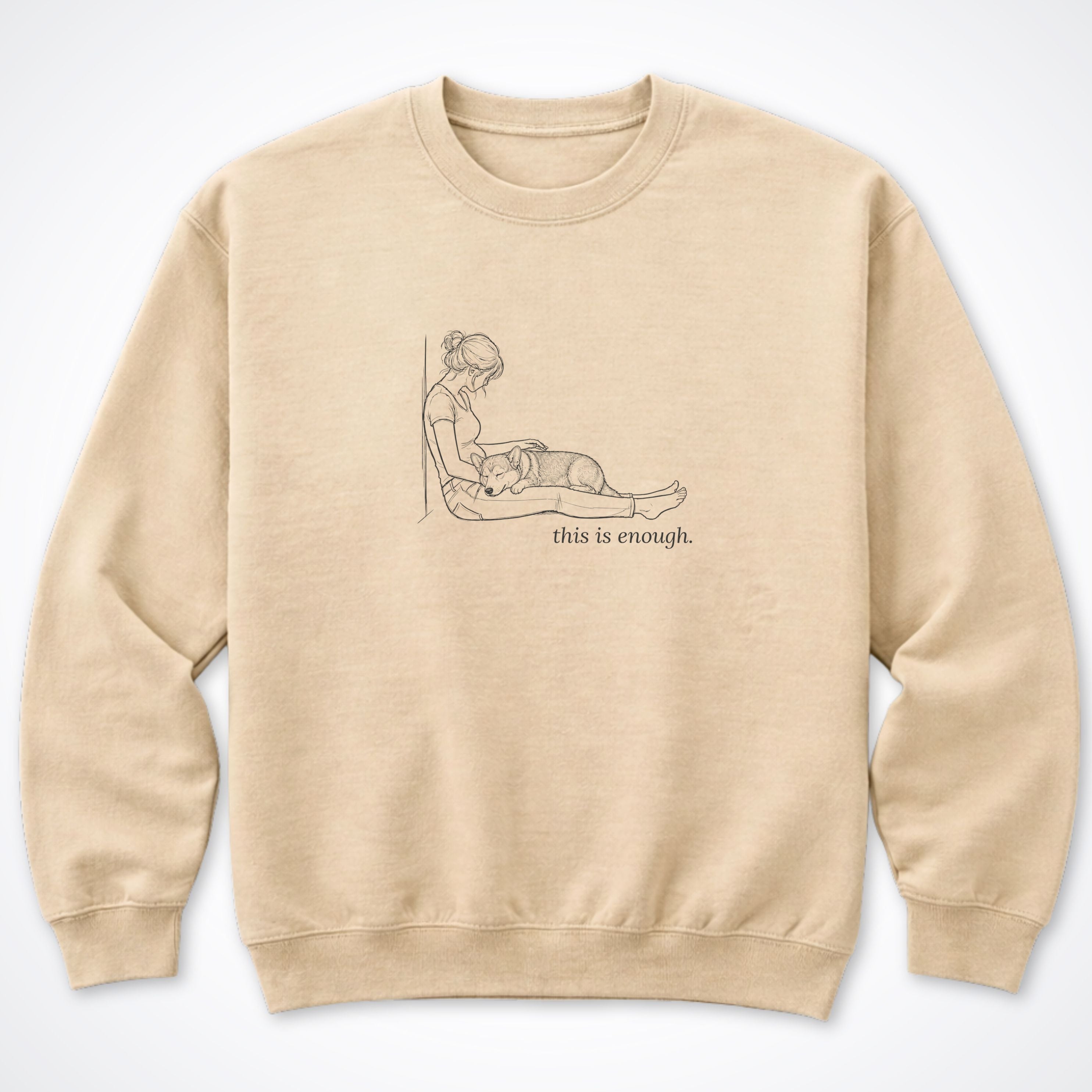 This Is Enough Woman & Dog Stocky Short Coat Crewneck Sweatshirt - Sand