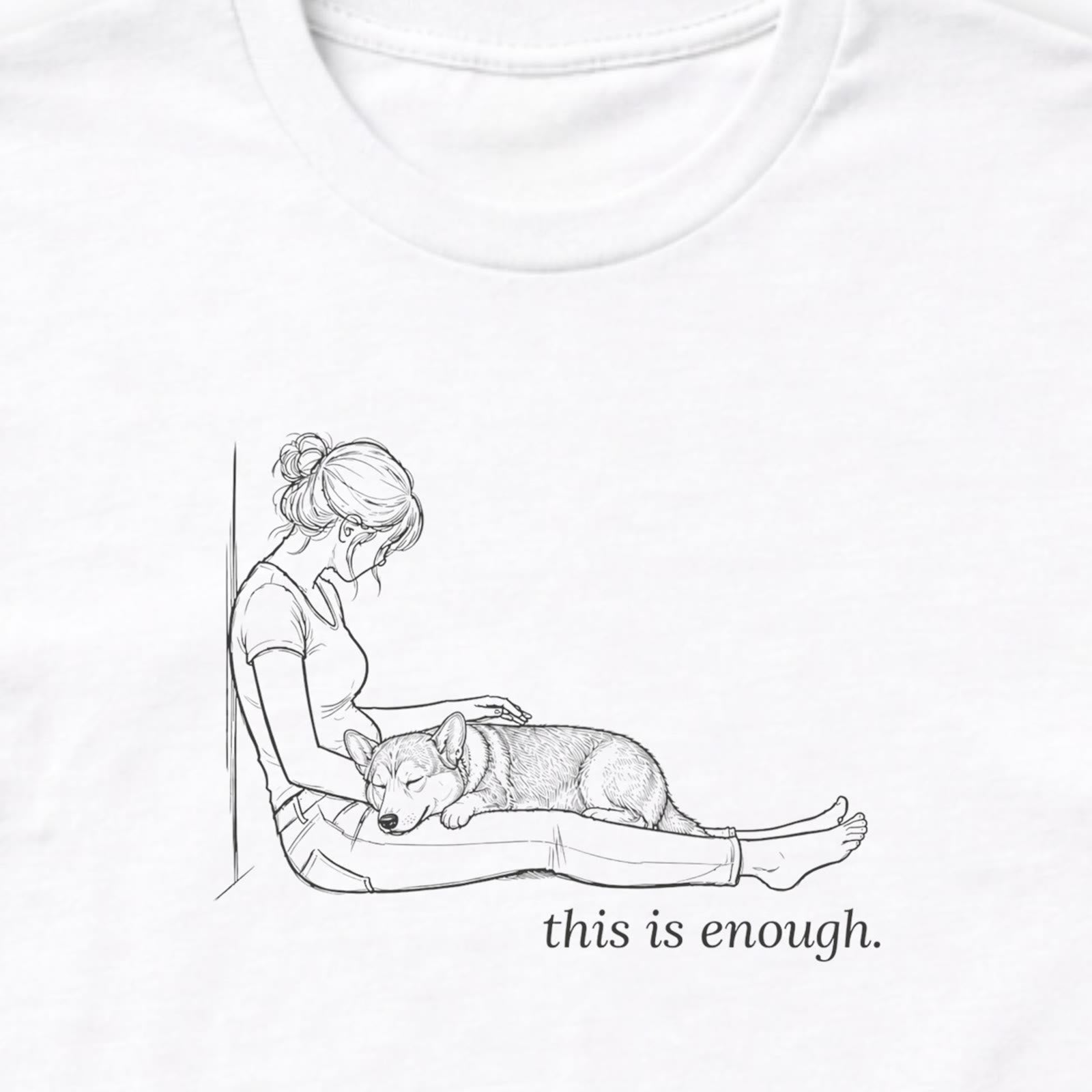 This Is Enough Woman & Dog Stocky Short Coat Long Sleeve T-Shirt - design close up