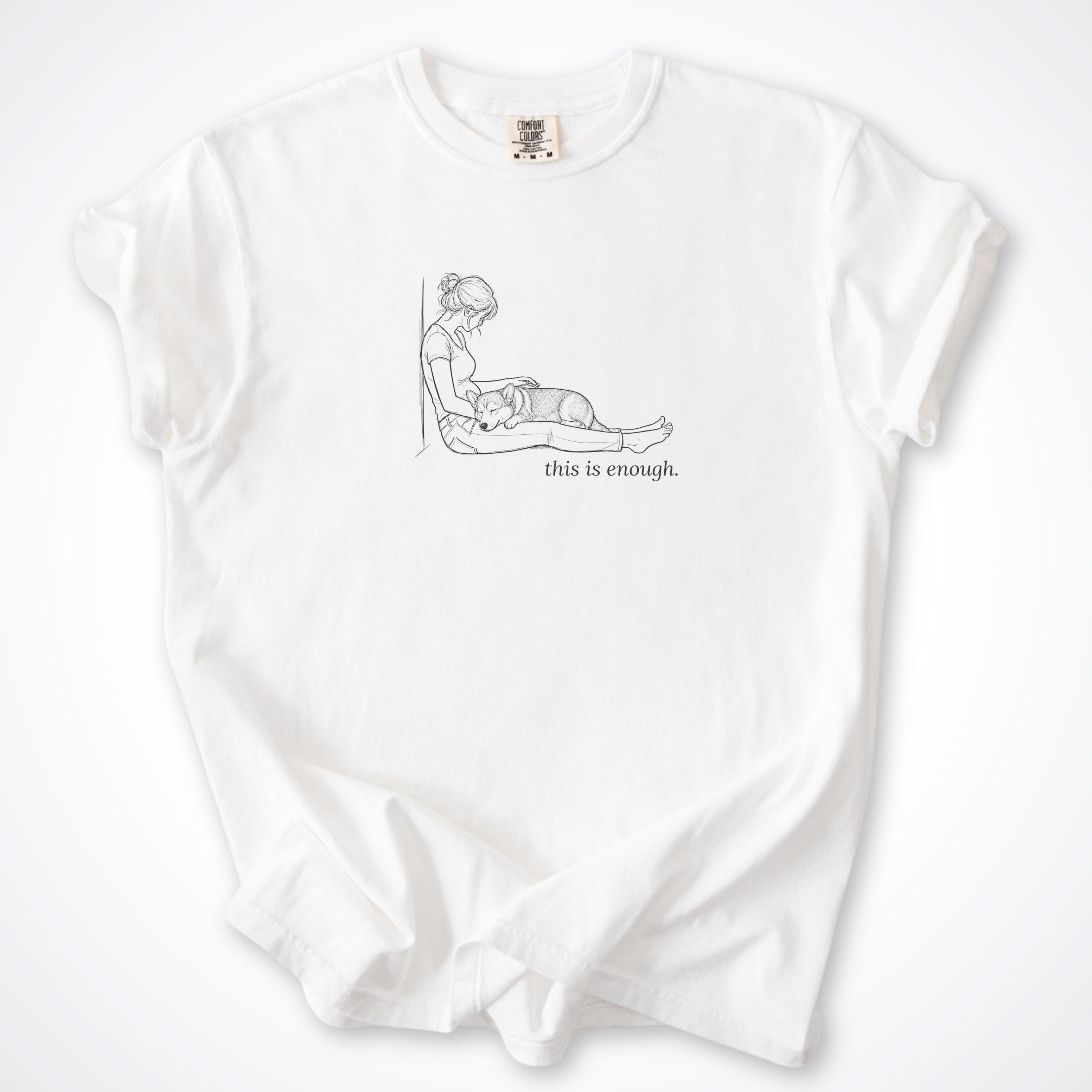 T-Shirt White / S This Is Enough Woman & Dog Stocky Short Coat Premium T-Shirt ReallyintoDogs