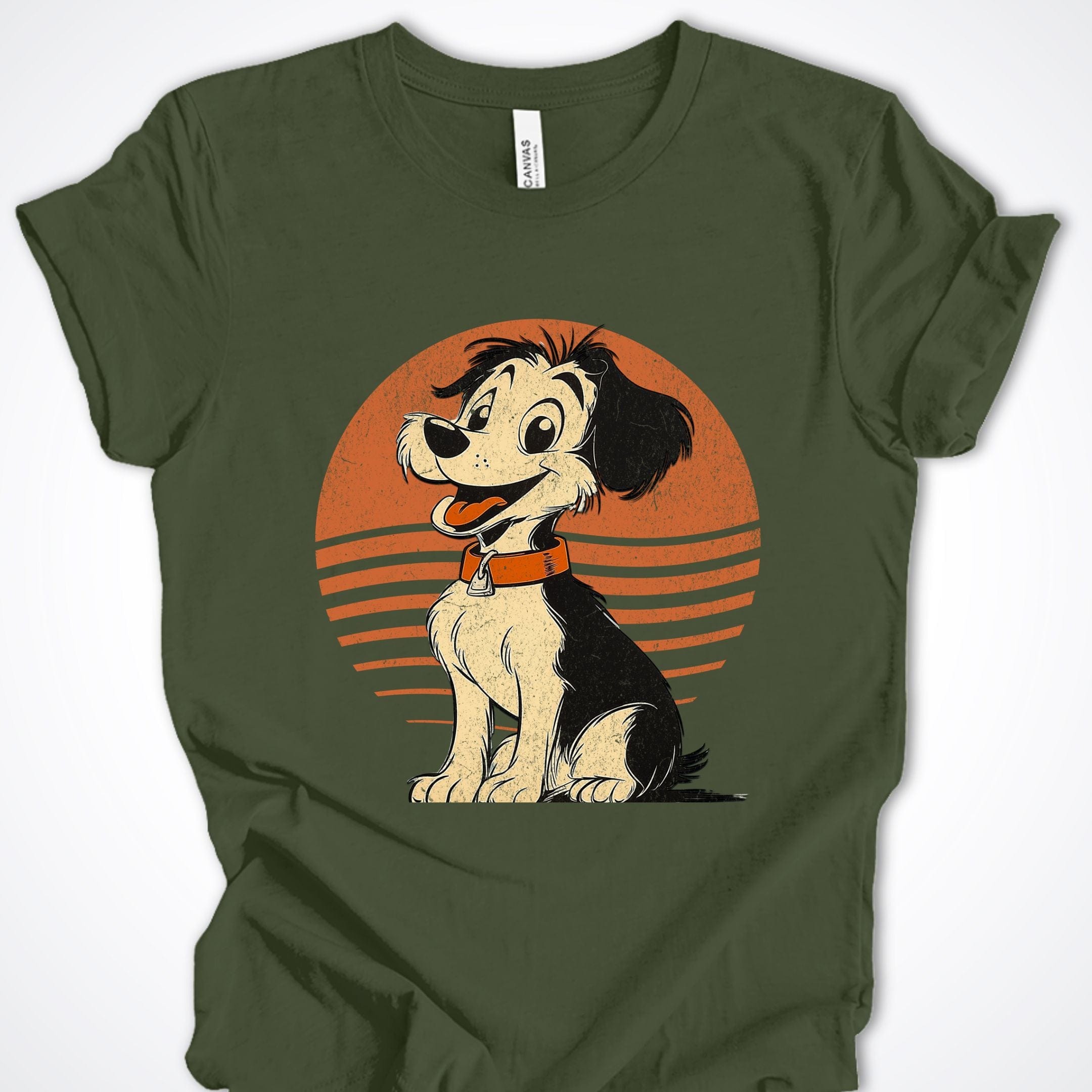 T-Shirt Military Green / S Vintage Pup Scruffy Premium Unisex T-Shirt ReallyintoDogs