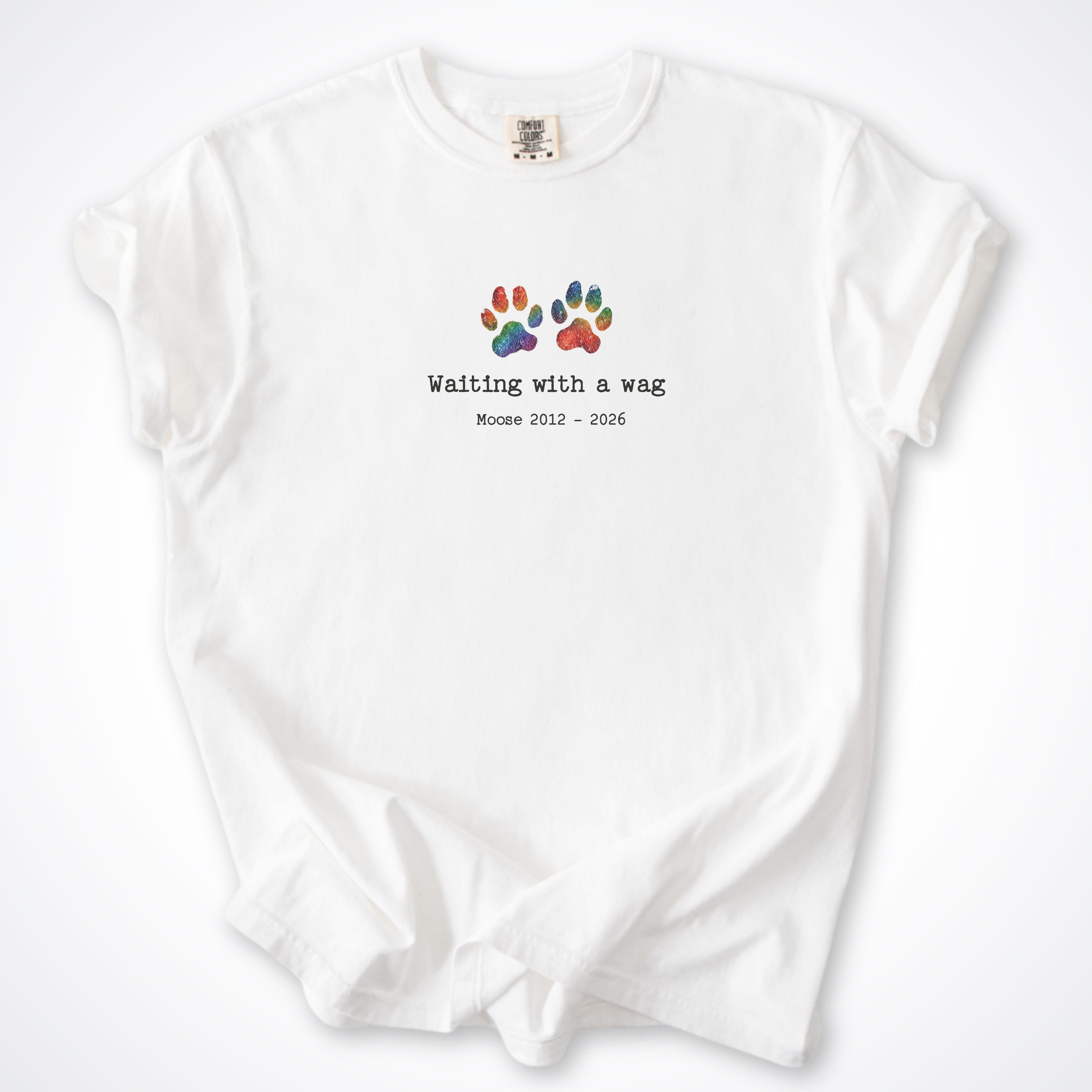 T-Shirt White / S Waiting With A Wag - Personalized Memorial Premium T-Shirt ReallyintoDogs