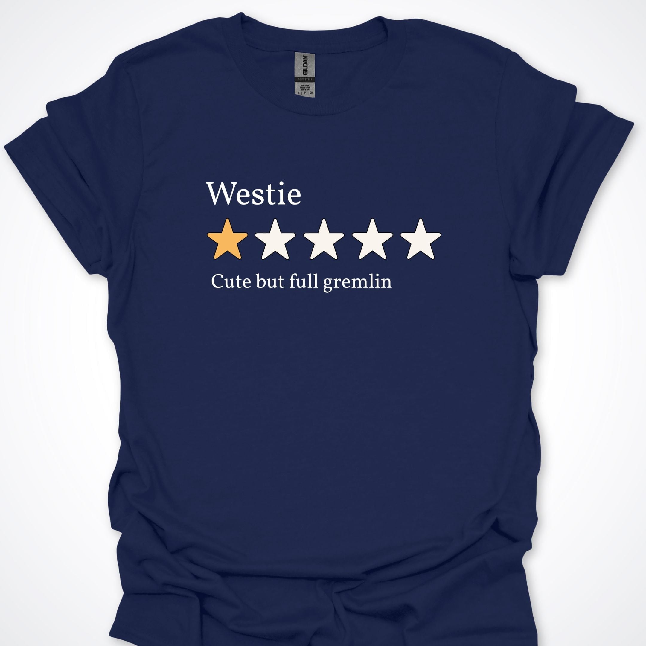 T-Shirt Navy / S Westie One Star Review Premium Unisex T-Shirt ReallyintoDogs