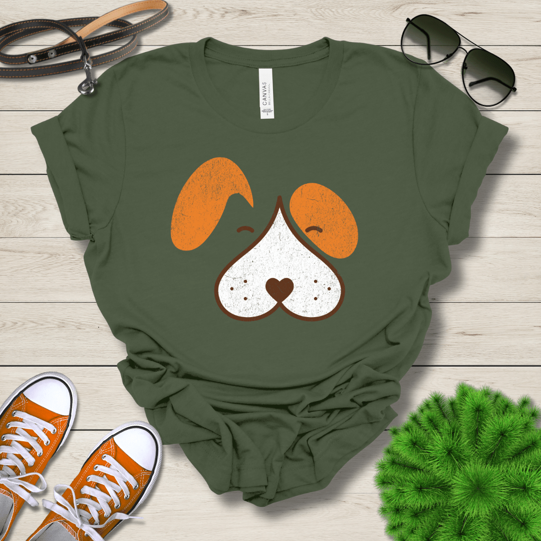 T-Shirt Military Green / S Wet Nose Puppy Face Premium Unisex Tee - Fun Casual Wear for Dog Lovers --reallyintothat