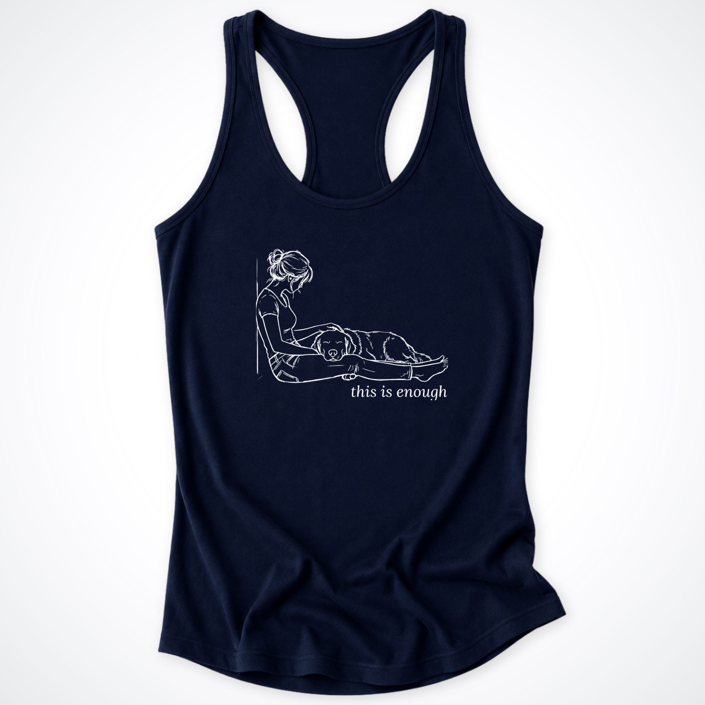 This is Enough Woman & Dog Racerback Tank Top