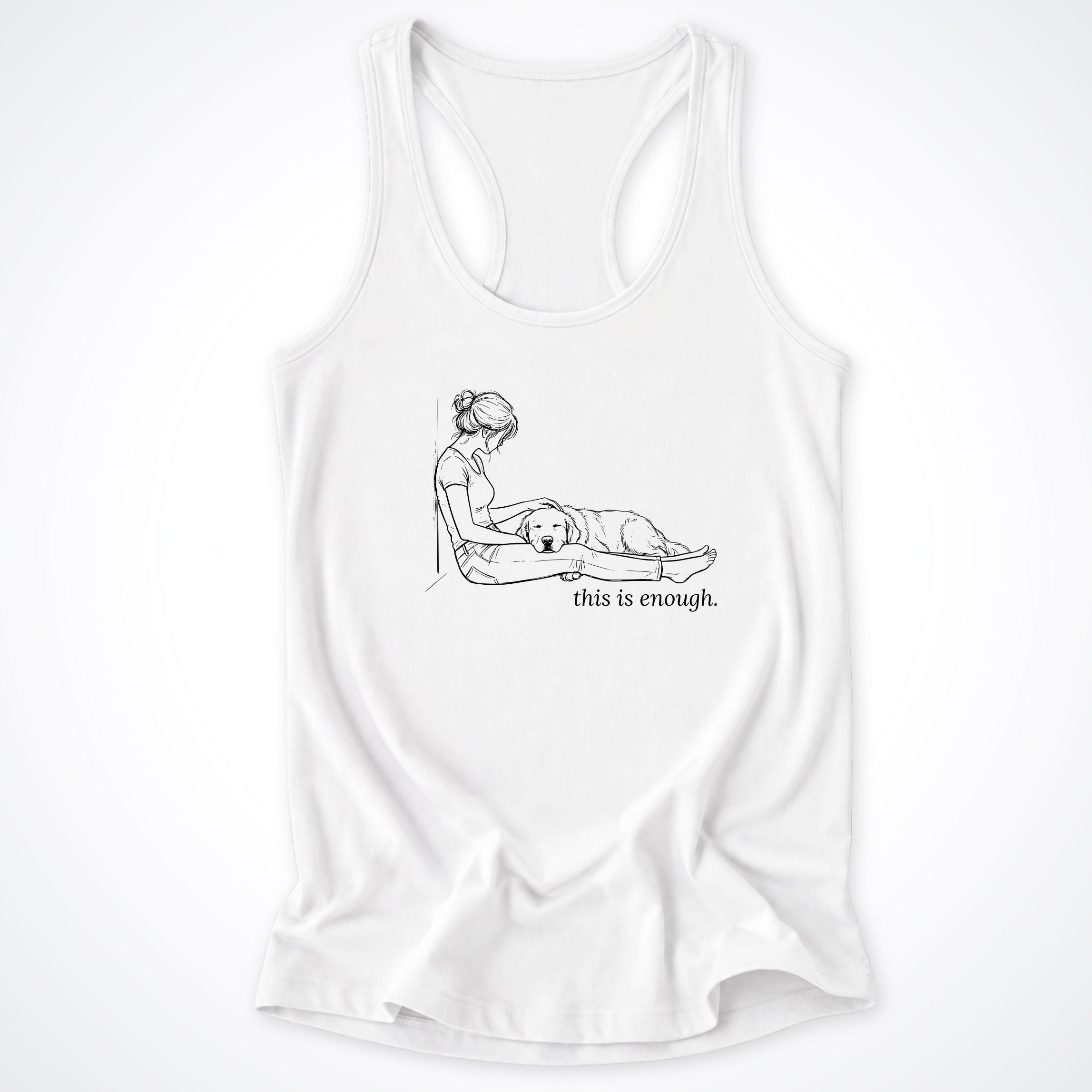 This is Enough Woman & Dog Racerback Tank Top