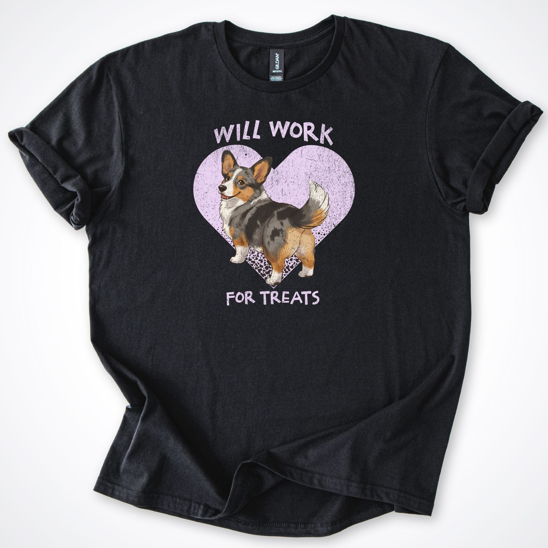 T-Shirt Black / S Will Work For Treats Cardigan Corgi T-Shirt ReallyintoDogs